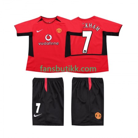 Fotballdrakt Manchester United BECKHAM 7 2004 Barn Retro Hjemmetrøye 2002 Kortermet